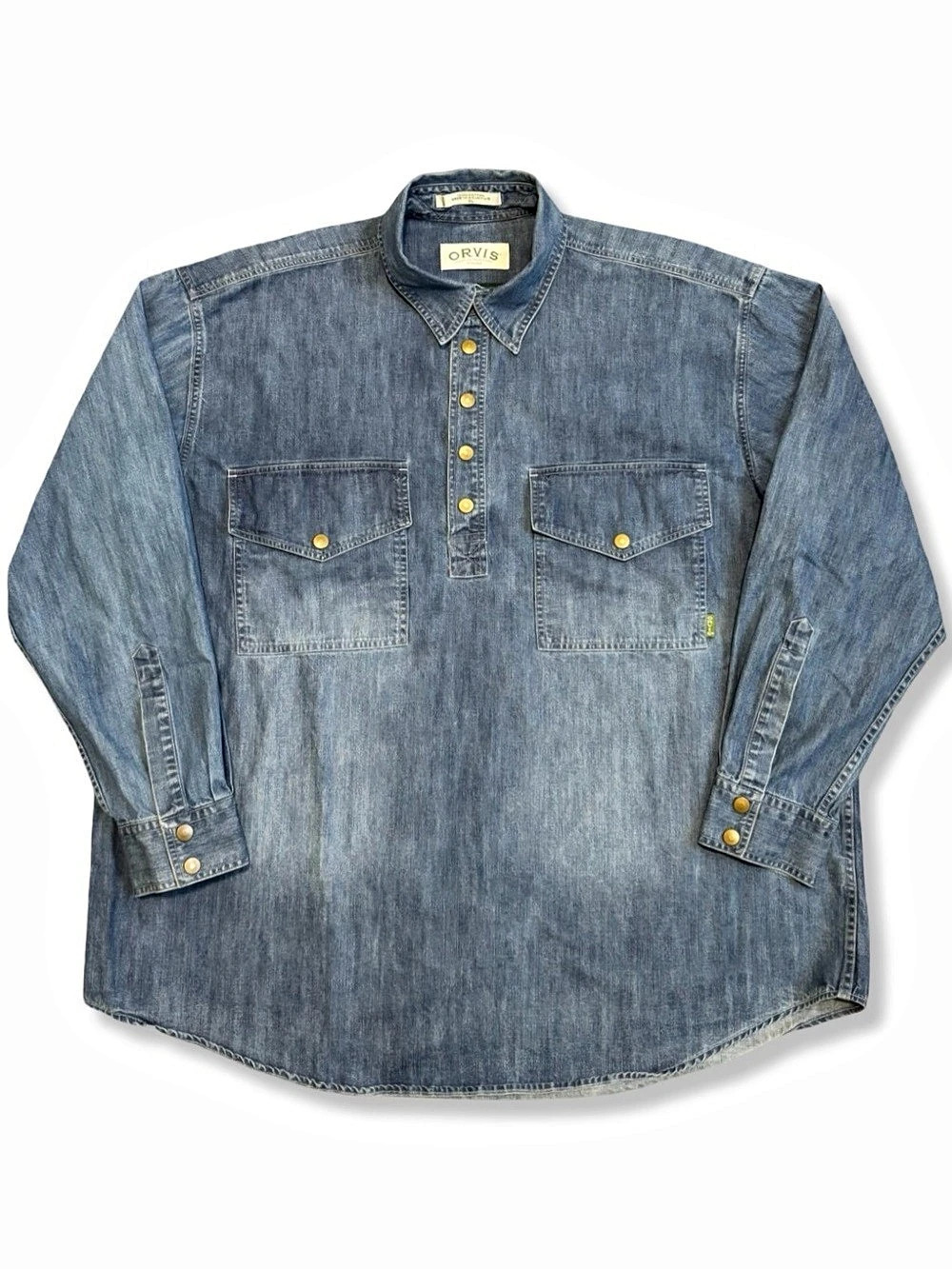 Orvis Malpai Men's Cotton Denim Shirt XL Like New